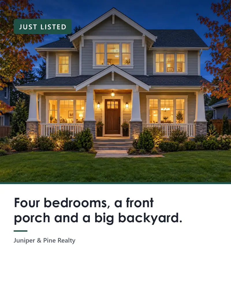 A social post for a listing, made by Contre